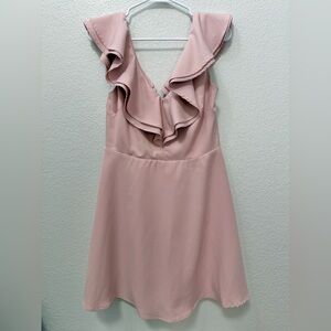 Lulu's Blush Ruffle Mini Dress, V-Neck, Women’s Large